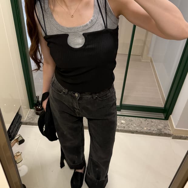 더일마 바스트 와이어 두줄나시 블랙