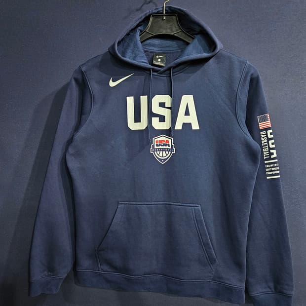 나이키 USA 프린팅 네이비컬러 남성 100 후드티 