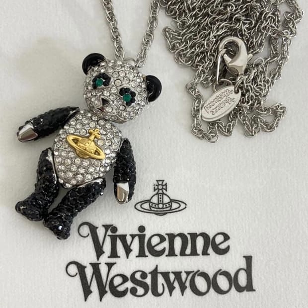 비비안웨스트우드 크리스탈 테디베어 orb체인 펜던트 목걸이(새상품)