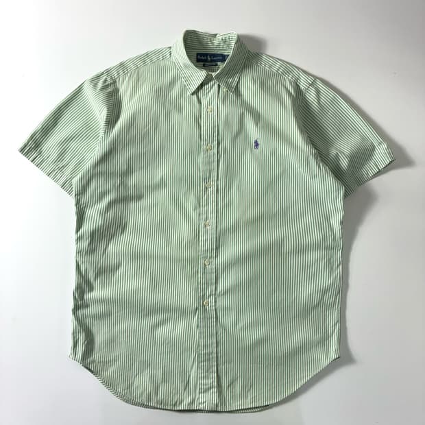 Polo  폴로 랄프로렌 자수 코튼 라이트그린 스트라이프 반팔셔츠
