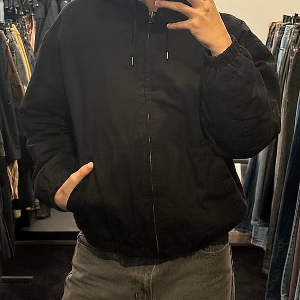 유니클로U 르메르 후드 집업 블루종 워크 점퍼 자켓 L 100 블랙