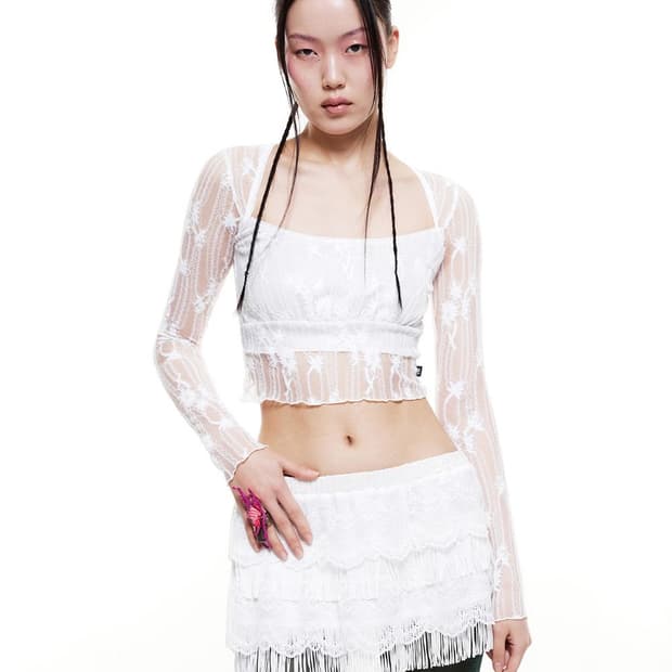 배디 Bloom Lace Long sleeve White