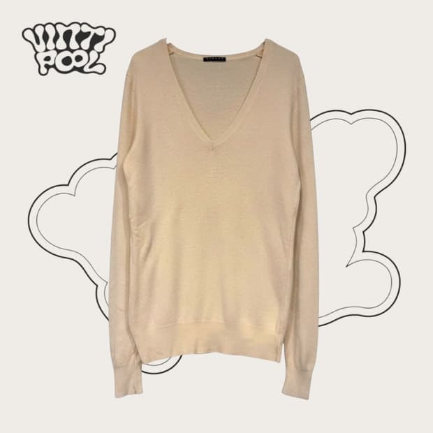 시슬리 울블렌드 브이넥 니트 아이보리 S