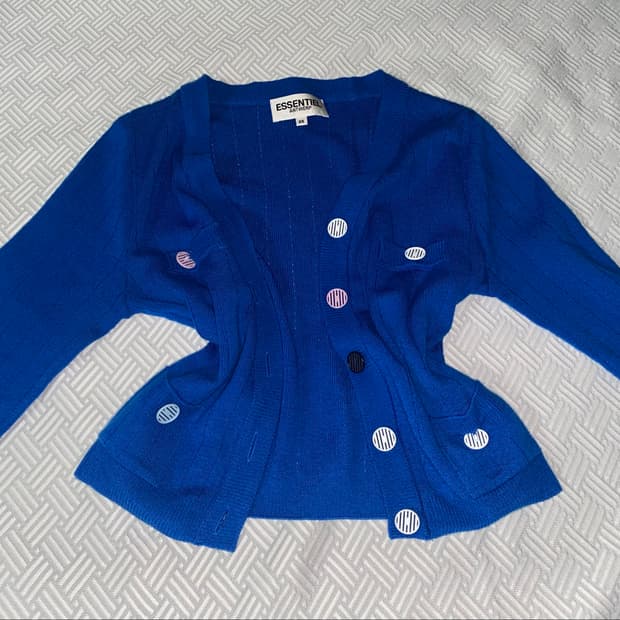 essentials blue cardigan 에센셜 블루 니트 가디건