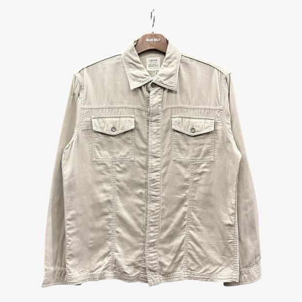 JPN VINTAGE 긴팔 셔츠 자켓 히든버튼 투포켓 디테일 연베이지