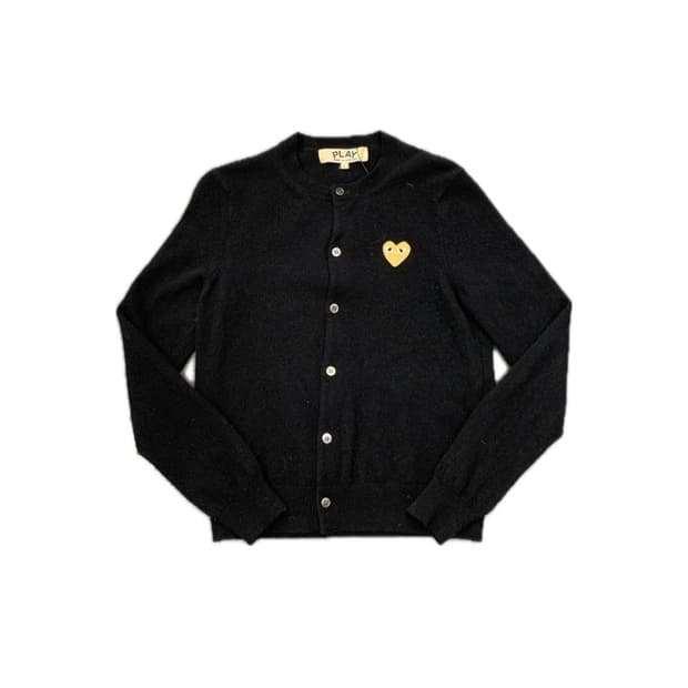 꼼데가르송 플레이 울 가디건 블랙/ 골드와펜 L (W)