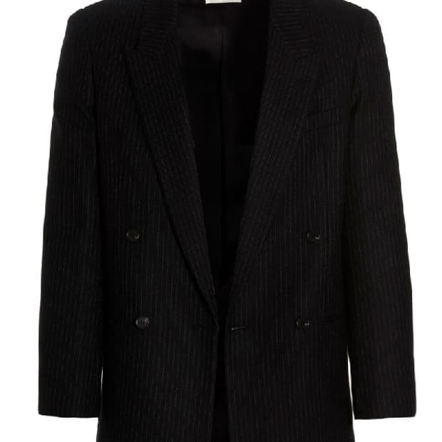 생로랑 22AW 핀스트라이프 더블 브레스티드 자켓