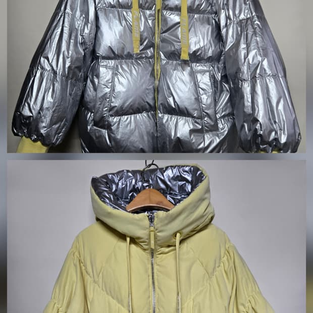 ONLY 양면 패딩 S 실버/노랑