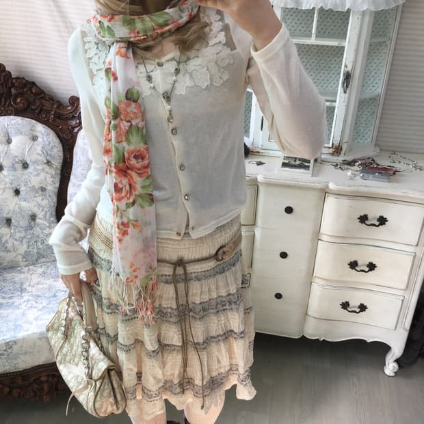 jpn vintage lace sheer ivory cardigan