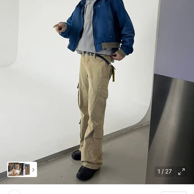 블루썬플라워 / 세미와이드 카고팬츠 / L