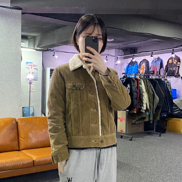 Lee 백로고 코듀로이 쉐르파 베이지 자켓 B4049