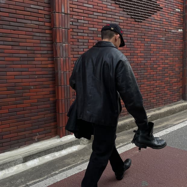 90-00s Old Gap Black Leather Full zip