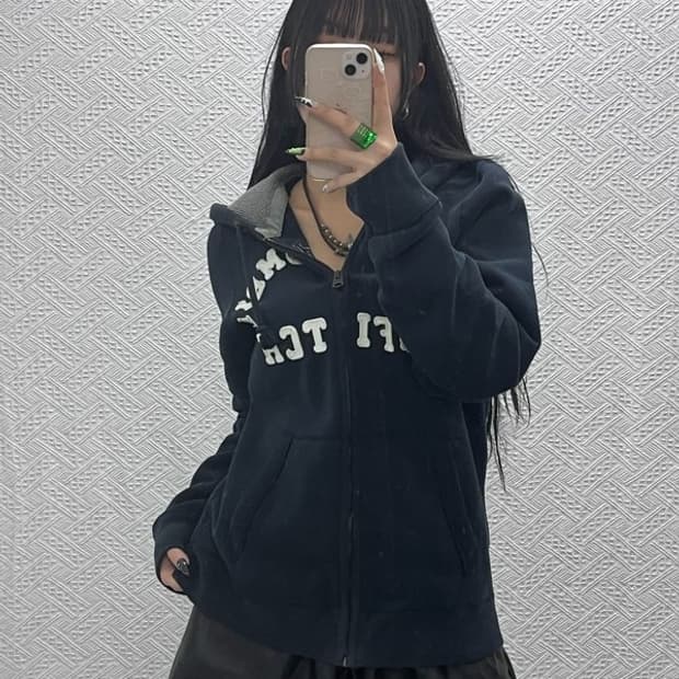 아베크롬비 올드스쿨 Y2K 스펠아웃 기모 후드집업 L C08572