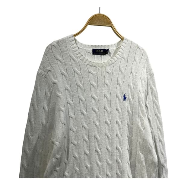 폴로 랄프로렌 화이트 꽈배기 니트