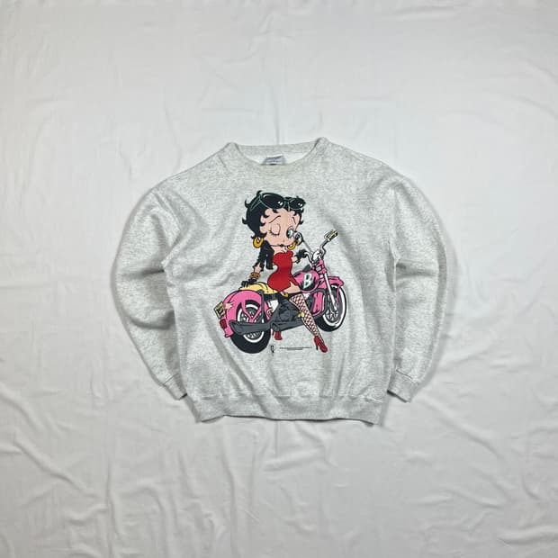 90‘s 94년도 베티붑 betty boop 카툰 로고 맨투맨