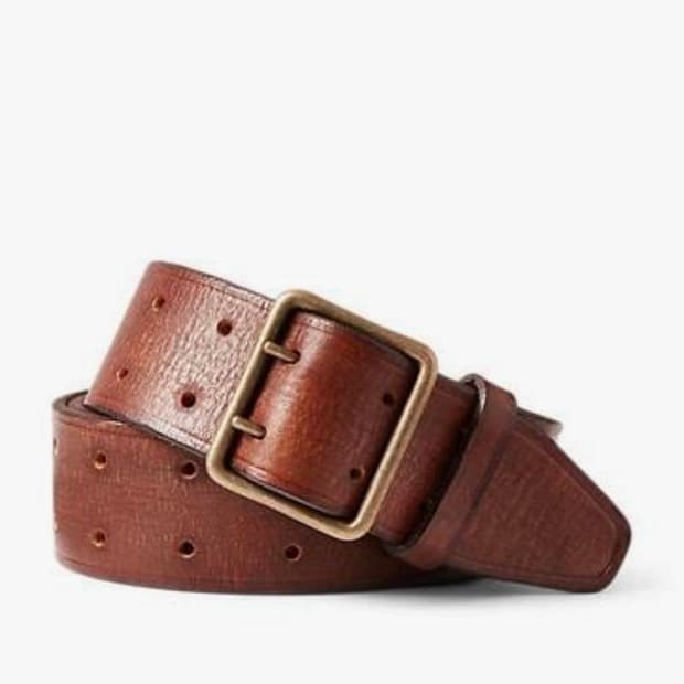 RRL 레더 더블 프롱 벨트