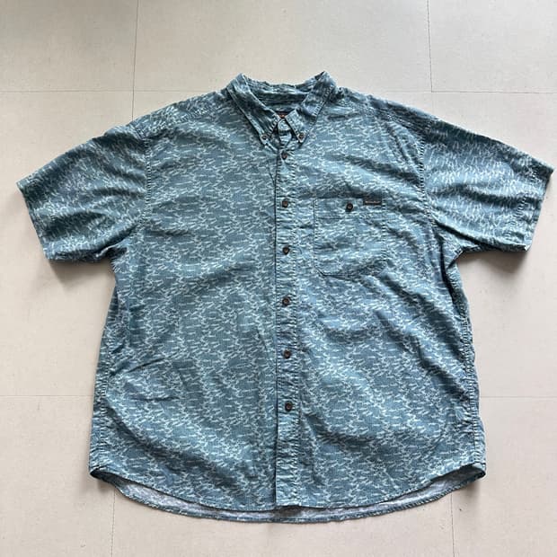 00s 울리치 빈티지 피쉬 패턴 반팔 셔츠 2XL