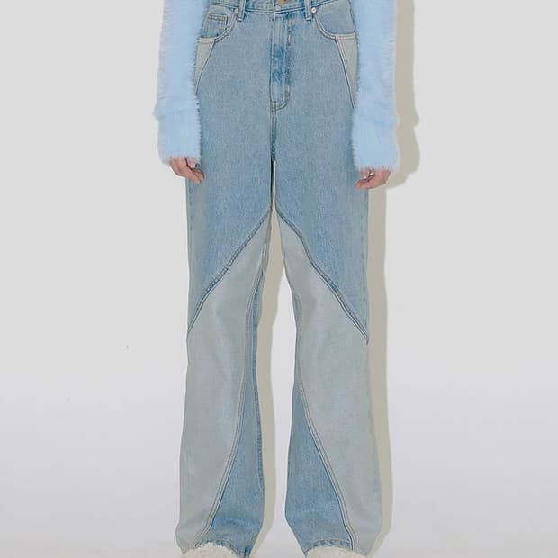 M) 다이애그널 데님 팬츠 블루