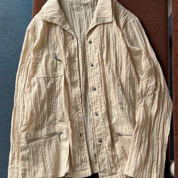 Cotton poly wrinkled utility jacket