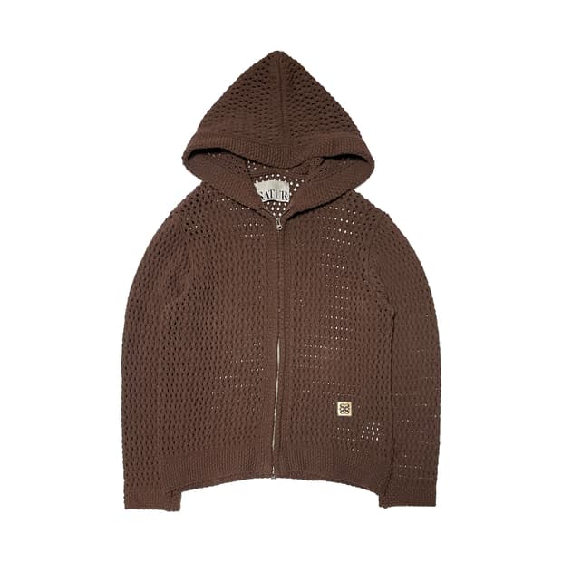 SATUR 세터 브라운 니트 후드집업