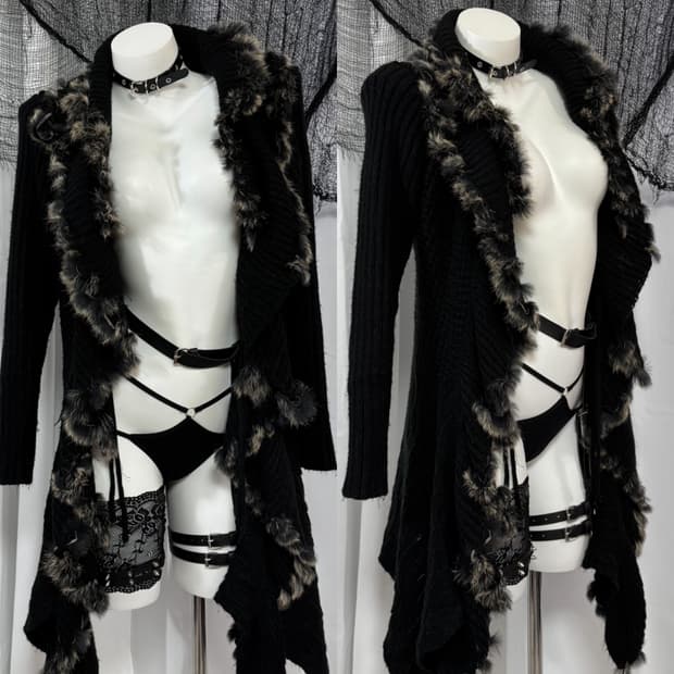fur long cardigan