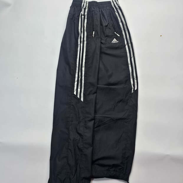 아디다스 삼선 블랙x실버 트랙팬츠 바람막이 와이드 바지