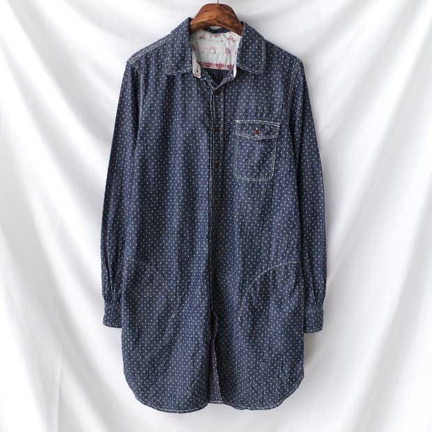 dot long denim shirt