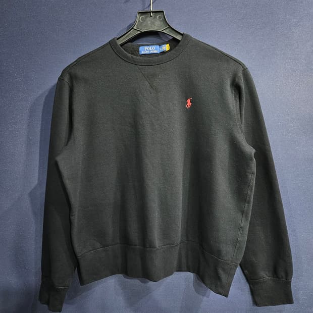 폴로 랄프로렌 블랙컬러 남성 세미오버핏 100 기모 맨투맨 