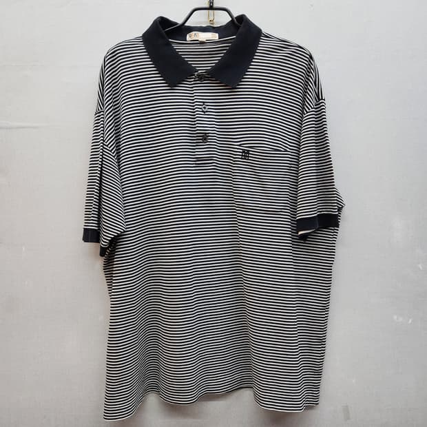 닥스 DAKS 스트라이프 로고 반팔카라 XL