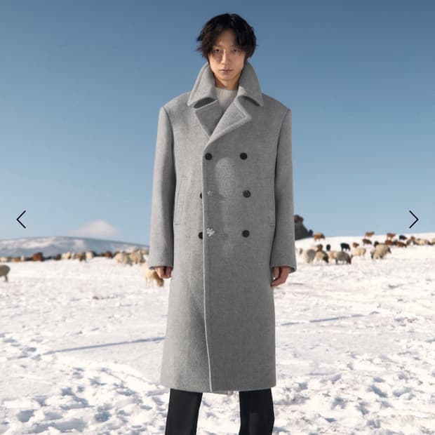 (교환) STU 23FW 윈터 더블 코트 그레이 L > M