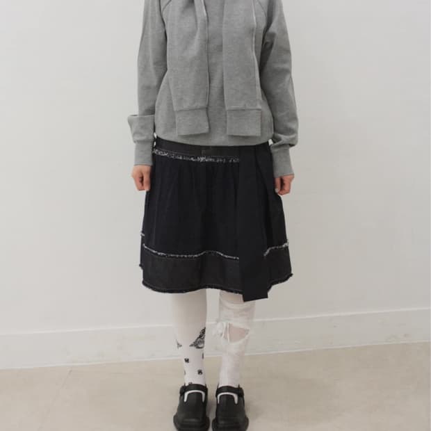 vtg denim ribbon skirt