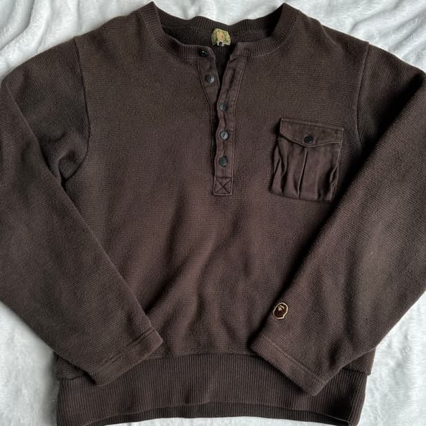 베이프 와플 헨리넥 맨투맨