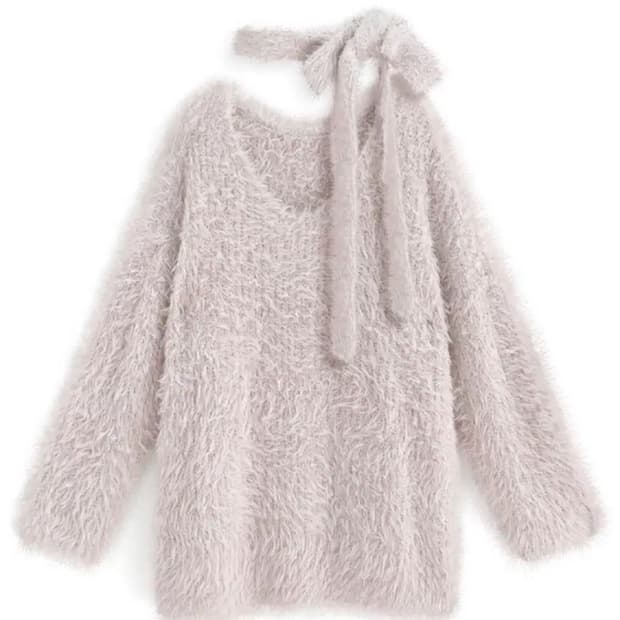 Grl 그레일 핑크 앙고라 머플러 니트 원피스 스나계 일브