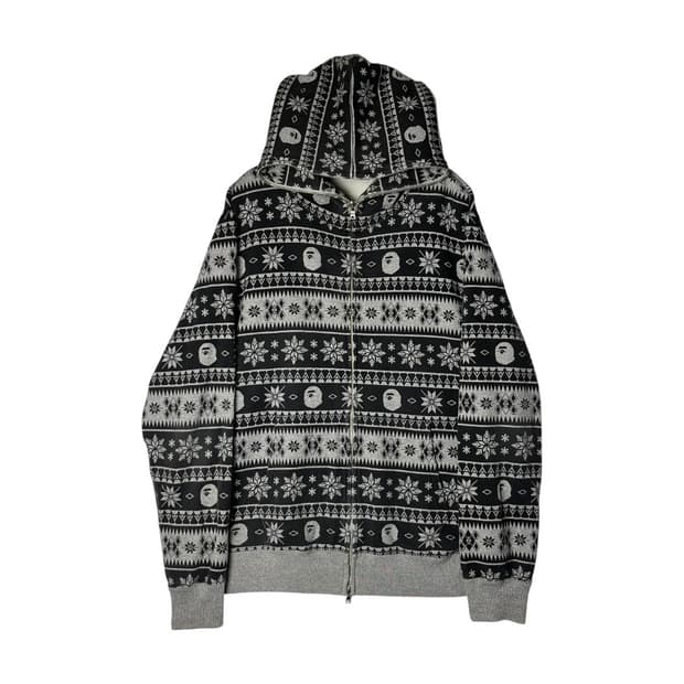 [A BATHING APE ] 베이프 페어아일 패턴 후드집업