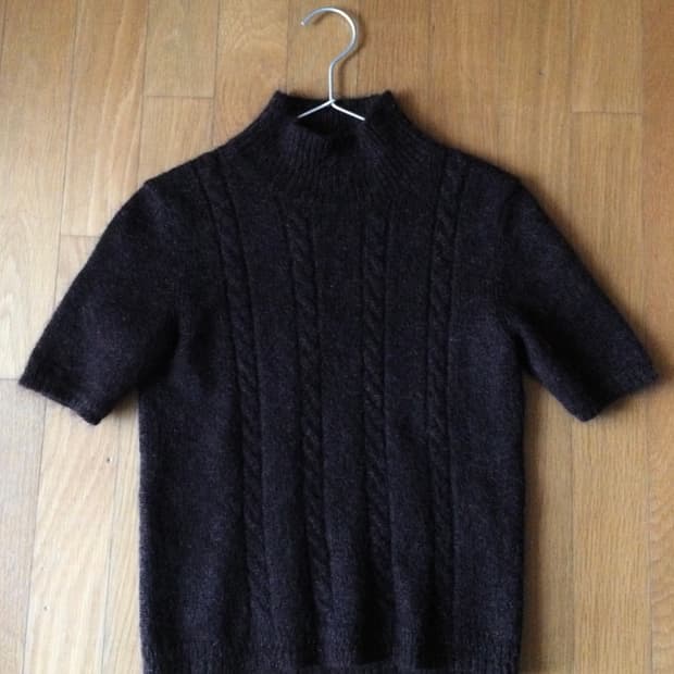 빈티지 반목 반팔 니트(와인)