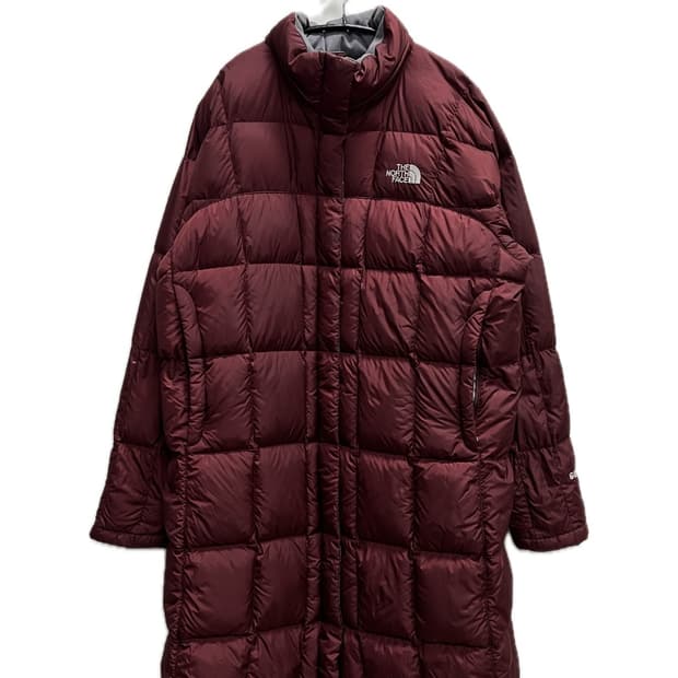 노스페이스 우먼스 구스다운 롱 패딩 자켓 버건디