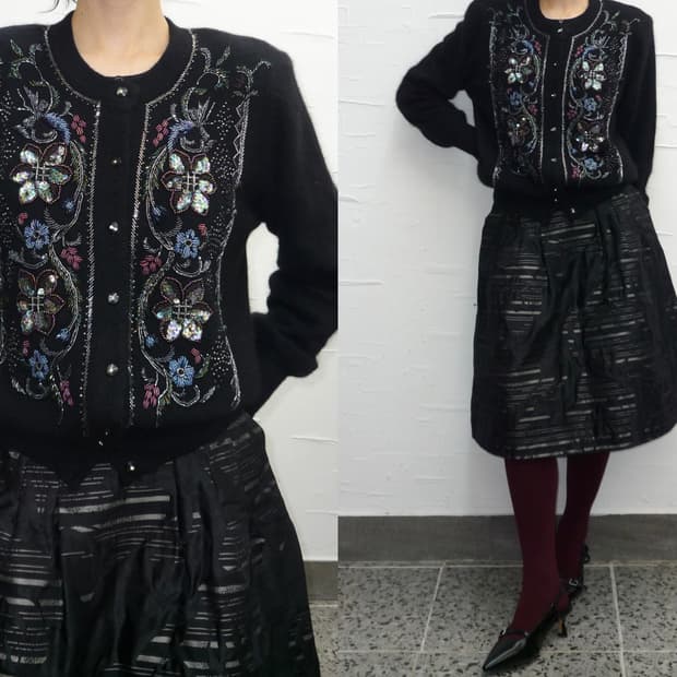 black shell beads cardigan