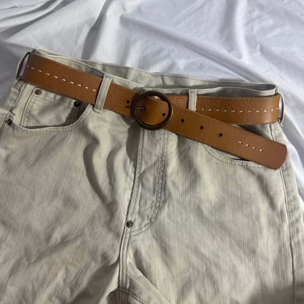 빈티지 스티치 레더 벨트