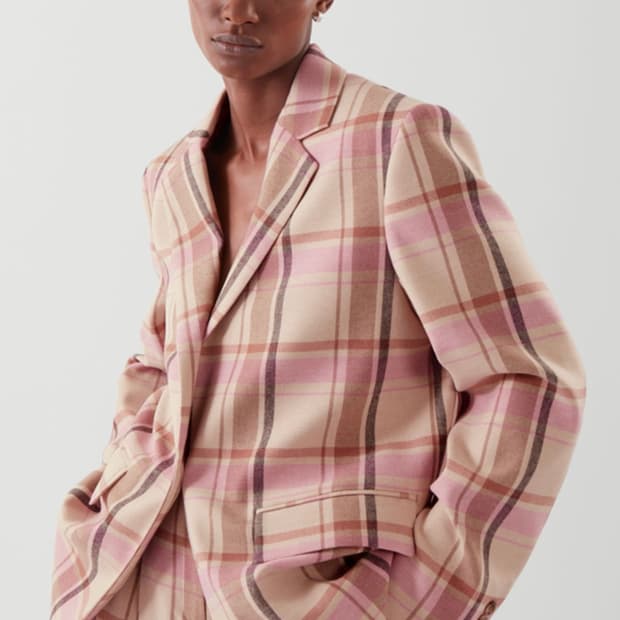 코스 울 체크 자켓