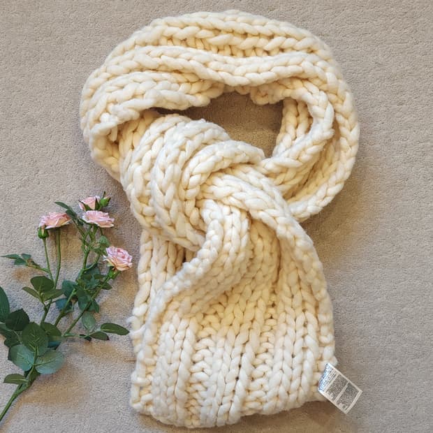 디젤 목도리 헤비 게이지 울 머플러 목도리 크림색 F