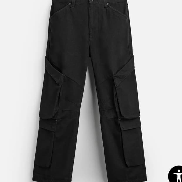 (새상품) 자라 카고 데님 블랙 팬츠(34인치)