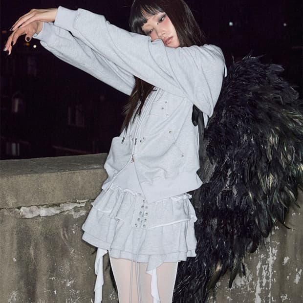 낫노잉Tiered Ruffle Sweat Skirt