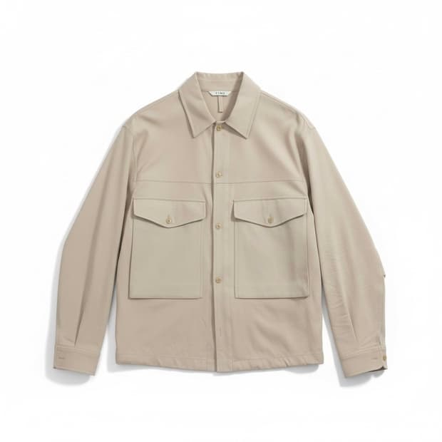 TIME 타임 베이지 포켓 셔츠형 자켓