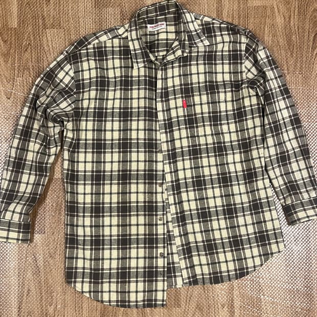 빈티지 체크 셔츠 L