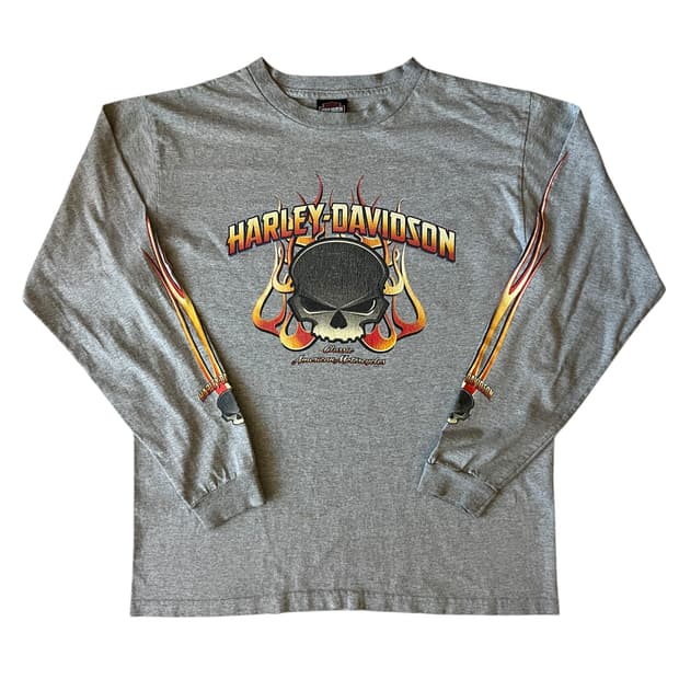 빈티지 00s Harley Davidson 스컬 롱슬리브