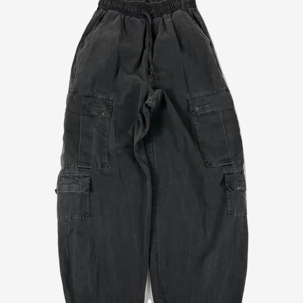Pigment cotton cargo string wide pant