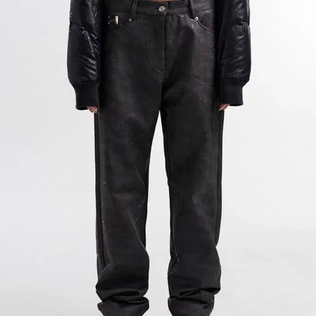 YEEL LEEY CRUMPLED COATED PANTS GRAY M