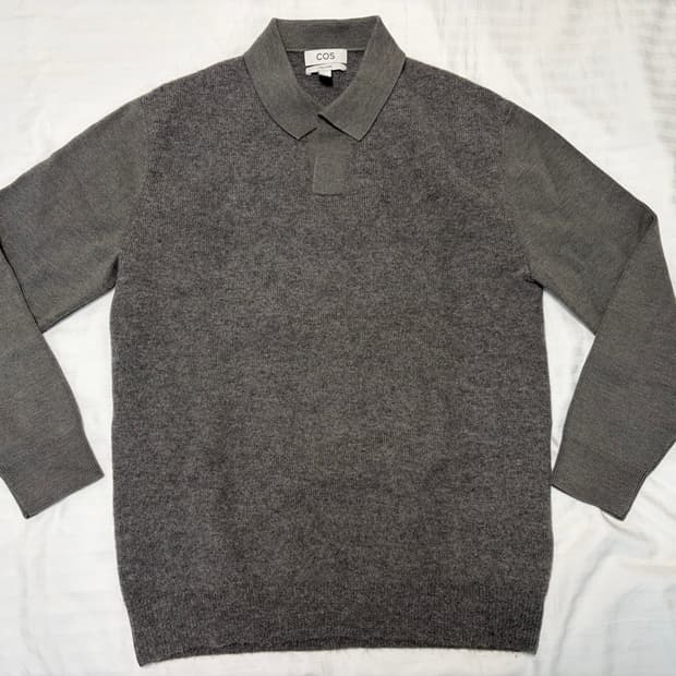 cos 오픈카라 니트 그레이 S