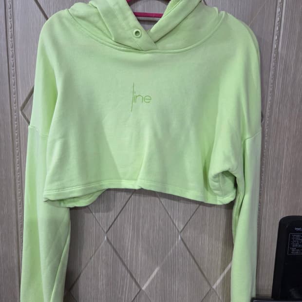 크롭 후드티 연두색