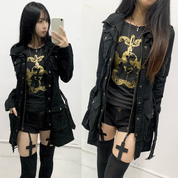 [H.C.M.2] y2k 펑크 블랙 야상 자켓